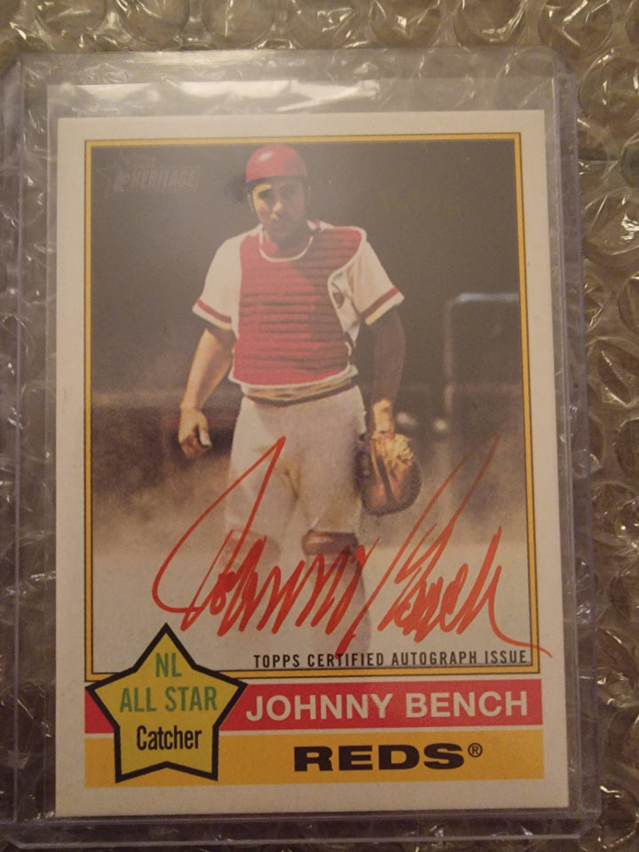Andrew A hit a red ink Bench autograph from a Heritage pack