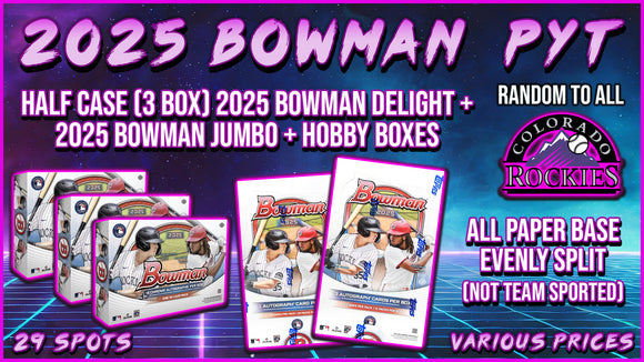 RGL #4082 - 2025 Bowman 5 Box PYT (Rockies Random) (5/7/25)