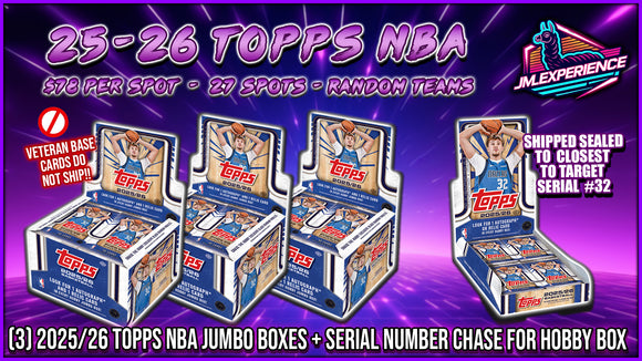 JML #756 - 25/26 Topps NBA Jumbo 3 Box w/ Serial Chase (10/23/25)